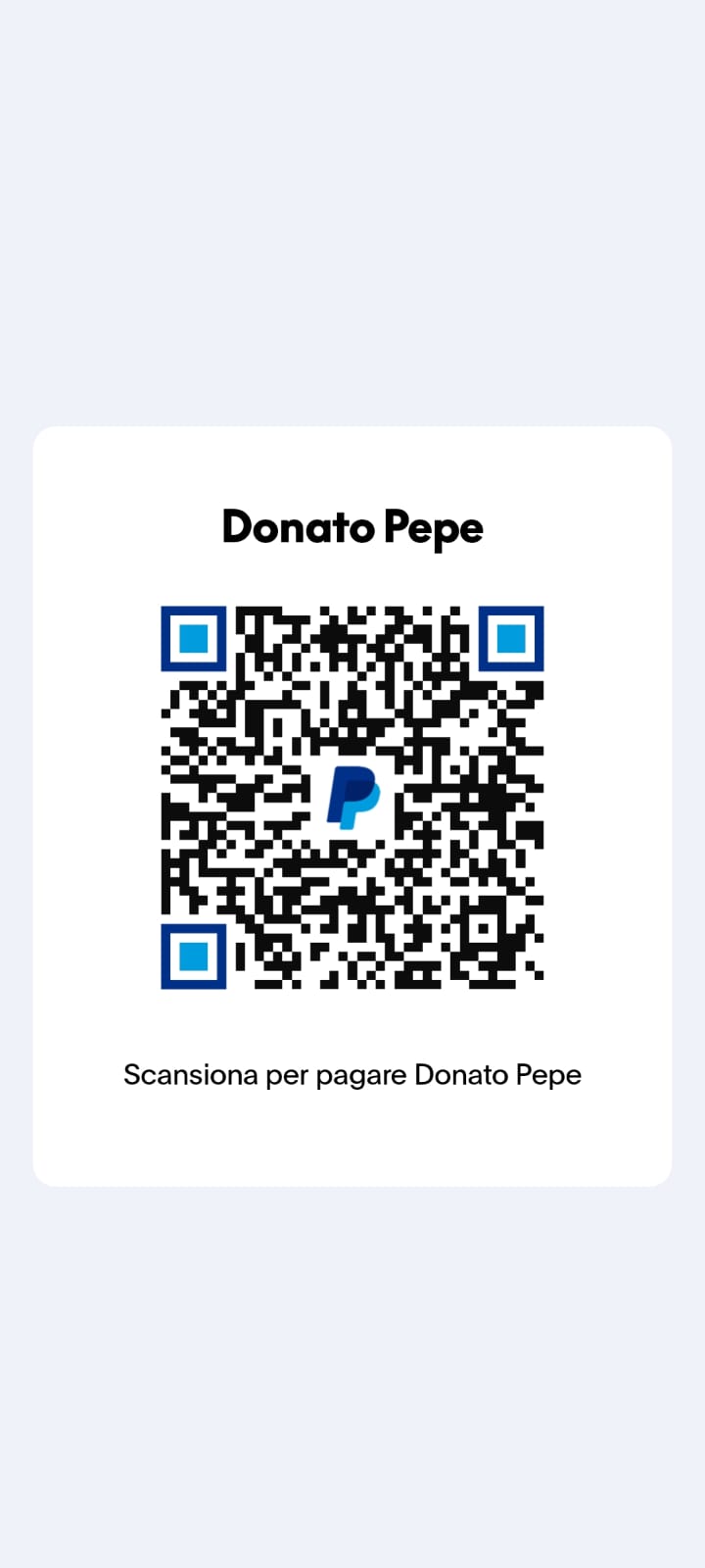 QR Code PayPal per donazioni a @DonatoPepe